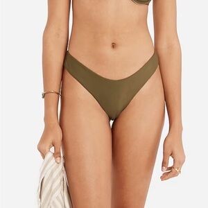 J. Crew Curved waist cheeky bikini Swim bottom BC125 Safari Olive Green NEW